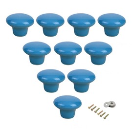 Ceramic Round Cabinet Handles Drawer Pulls Round Door Knobs For Kid's Room Bedroom Door Cabinet Cupboard Wardrobe Pulls-10 PACK With Screws