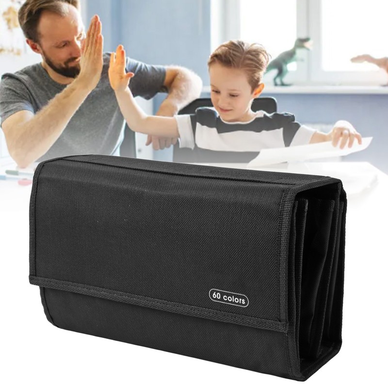 Marker Pen Bag Canvas Multi Layers Large Capacity Portable Pen