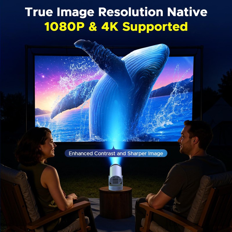 Mini Projector with WiFi and Bluetooth, Built-in Rechargeable Battery Support