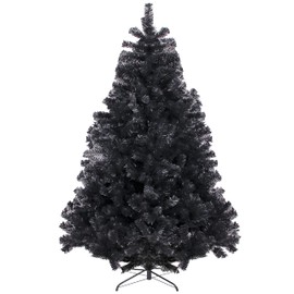 7.5FT 1,800 Tips Artificial Christmas Pine Tree Fake Xmas Spruce Trees Holiday Decoration with Metal Stand Easy Assembly for Outdoor and Indoor Decor Black