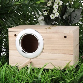 ANCLLO Durable Parakeet Nest Box Bird House Budgie Wood Breeding Box for Lovebirds Parrotlets Mating Box