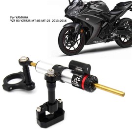 DFAMIN Motorcycles CNC Aluminum Adjustable Steering Stabilize Damper Bracket Mount Kit For YAMAHA YZF R3 YZFR25 MT-03 MT-25(Damper)