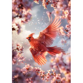 RED CARDINAL BIRD FIGURINE WALL ART PHOTO DECOR PICTURE FOR HOME LIVING ROOM