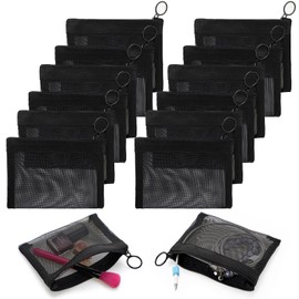 Saintrygo Small Mesh Bags Cosmetic Bag Organizer Black Mesh Coin Pouch Small Zipper Pouch Storage Nylon Mesh Coin Purse for Travel Home Container, 5 x 4 Inch (20 Pcs)