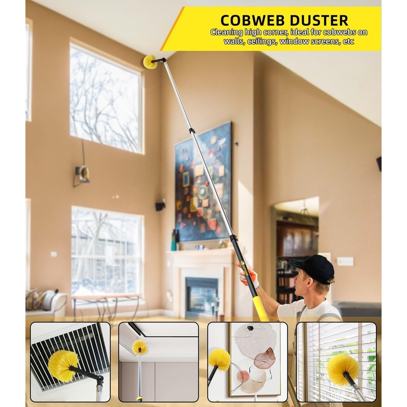 Cobweb Duster Head Brush, Screw on Spider Web Duster Brush