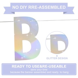 DecoGlee Iridescent Silver Rude that You're Leaving but OK Banner,Pre-Strung Coworker Leaving Banner,Glitter Retirement Going Away Goodbye Party Decorations, Graduation Party Supplies (No DIY）