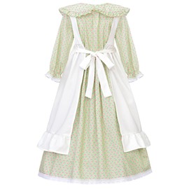 ReliBeauty Pioneer Girl Costume with Accessories Prairie Dress Girls Green,150