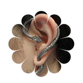 Yheakne Punk Snake Cuff Earrings Silver Snake Ear Climber Earrings Cartilage Ear Crawler Gothic Serpent Clip on Wrap Earrings Jewelry for Women and Teen Girls
