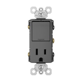 Legrand radiant 15 Amp Combination Switches, Rocker Wall Light Switch, Black, Combination 3-Way Switch + Outlet, RCD38TRBKCC6