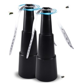 [通拓商品]Fly Swatter Fan for Outside or Inside Battery Operated Adjustable Height Food Spinning Fly Repellent Fan for Table Use Fly Fans for Tables / Barbecue / Events / Restaurant - Black / 2 Pack