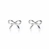 Richight Sterling Silver Simple Small Ribbon Earrings Silver 925 Women's