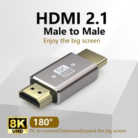 VMOJO 8K HDMI Male to Male Extension Adapter Coupler HDMI 2.1 Male-A HD Connector, Support 8K@60Hz/4K@120Hz HDR, for HDTV Projector Laptop PC, 2 pcs
