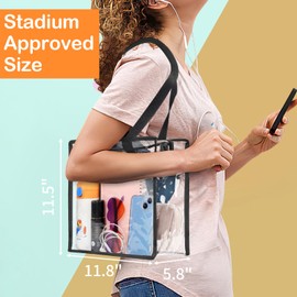 Hoiny Hoiny Clear Bag for Stadium Events Approved, 12x6x12 Large Transparent Tote Bag with Zipper, Clear Bag Stadium Approved for Gym Concert Sports Festivals School