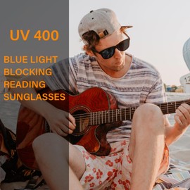 ZESAKER Reading Sunglasses for Women Men, Fully Magnified Outdoor Sunglasses with Readers Built-in, Sun Reader Eyeglasses UV Protection/Anti Glare Filter (Black, 2.0)