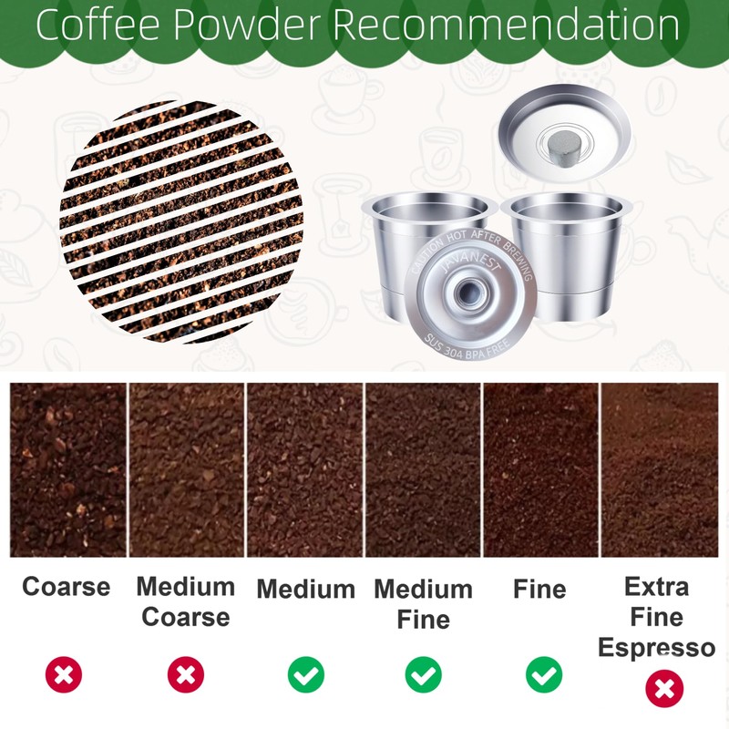 JavaNest 6 Pack Reusable K Cups for Keurig 1.0, Stainless