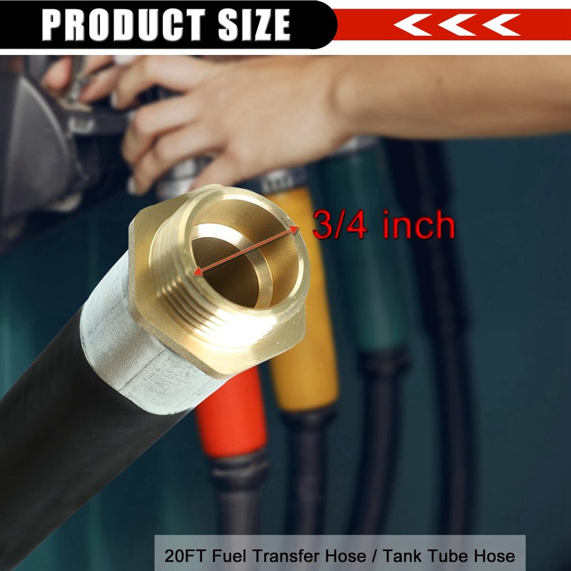 SUPERFASTRACING 3/4'' x 20' Fuel Transfer Hose with Auto Fuel