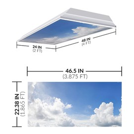 OCTO LIGHTS Fluorescent Light Covers for Ceiling Lights Classroom 2x4 (22.38in X 46.5in) Improve Focus, Eliminate Headaches, Provide Florescent Light Relief - Cloud 016