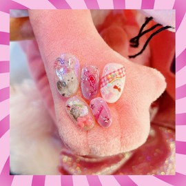Kichi Dakku NailHandmade Nail Tips  - Short Almond / 키치다꾸네일수제네일팁  - 숏아몬드