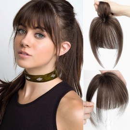 Bangs Hair Clip in Bangs Human Hair Clip on Fringe Human Hair Extensions Hair Toppers for Thinning Hair Women Real Hair 360°Clip on Bangs for Daily Wear (1016)