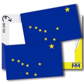 Magnet Me Up Alaska US State Flag Bumper Sticker - 3x5 2 Pack, Sticker for Cars, Laptops, Toolbox - Outdoor UV Vinyl Adhesive, Fade Resistant, Made in USA