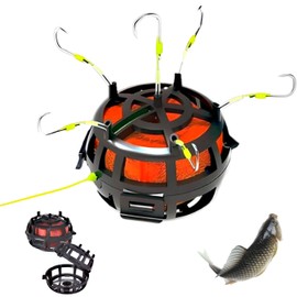 Wshxjzyay 2 Pack Reverse Bottom Bait Cage Fishing Hook, 360° Floating Bait Cage Fishing Hook, Spring Baits Cages Trap Fishing Hooks for Carp Tilapia Catfish, Fishing Lover Gifts