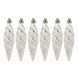 6Pcs 11CM Large Spiral Shaped Baubles Glitter Christmas Tree Ornaments Decorated Hanging Baubles Glitter Baubles Christmas Tree Pendants Ornaments Holiday Wedding Party Decoration, Champagne Gold