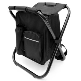 YESIACE Portable Folding Camping Stool, Backpack with Cooler Bag, Hiking Seat, Outdoor Fishing Hunting Gifts, Black