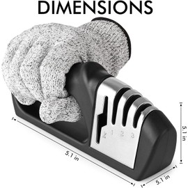 HOTEC Afilador de cuchillos 4 en 1, sacapuntas manuales de 3 etapas para afilar cuchillos de cocina, 1 etapa para tijeras, piedra de cerámica, placas de carburo de tungsteno, varillas de diamante