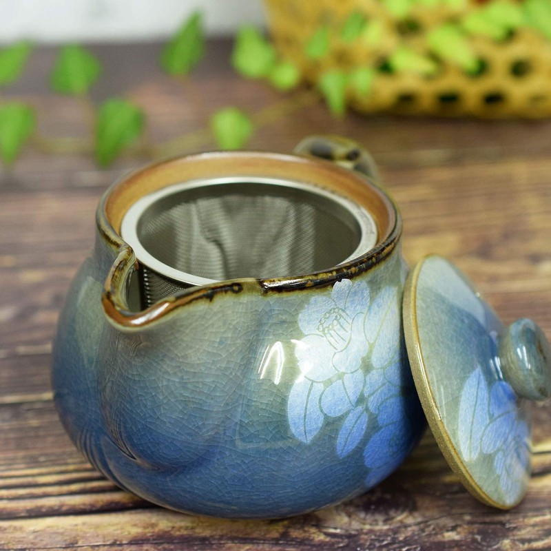 Stylish Kutani Ware Teapot Pot, Ginsayama Tea Flower Pot, Ceramic,