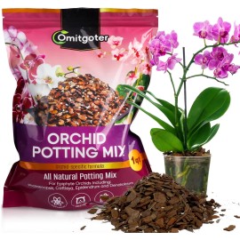 Omitgoter Organic Orchid Potting Mix 1qt Premium Soil Mixture for Potting and Repotting - Orchid Soil, 1Qt
