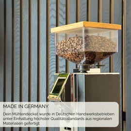 KRONENSCHLUSS Barista - Made in Germany Mill Lid | Eureka New Mignon Series | for 300 g Bean Container | Walnut Wood