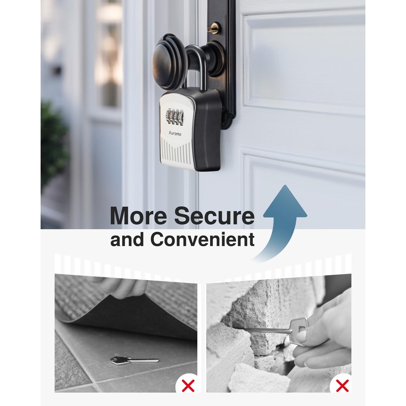Puroma Lock Box Combination Key Lock Box, Wall-Mounted Portable Storage