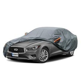 GUNHYI Premium Car Cover Custom Fit Infiniti Q50 Sedan (2013-2024), 16 Layers Heavy Duty Car Cover Waterproof All Weather with Zipper Door for Sun Rain Snow Dust Uv Protection