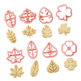 Leaf Cookie Cutter Stamp,Pastry Press Mould | Set of 8 Making Stamps, Pressable Pastry Mould for Soft Caly Fondant