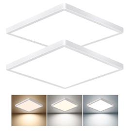 16 Inch Square LED Flush Mount Ceiling Light 2 Pack, 36W 3600LM, 3000K/4000K/6000K CCT Selectable, White Super Slim Low Profile Ceiling Light Firxtue for Bedroom/Kitchen/Living room/Dinning room