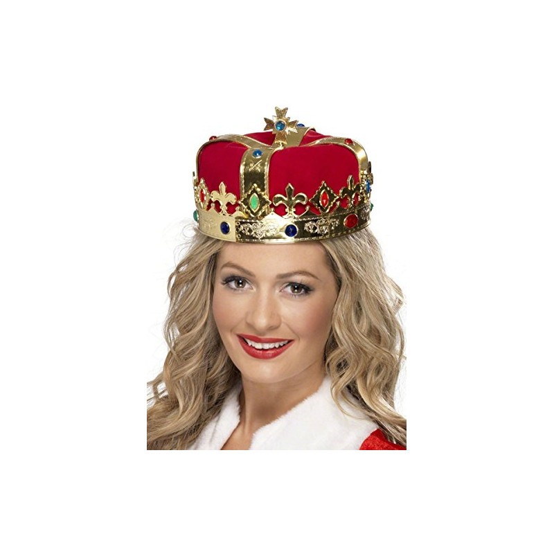 Smiffys Queens Jewelled Crown Red Fabric