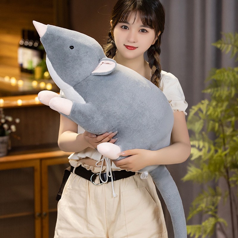 Plush Mouse Toy Funny High Simulation Gray Stuffed Mouse Animal