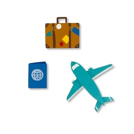 Roeda Brighten Your Life 14694m Traveling Vacation Trip Calendar Icons Plane, Luggage, Passport Set of 3 Assorted Magnets Made in USA