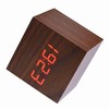 6x6x6cm Wooden Electronic Digital Alarm Desk Clock Temperature LED Display