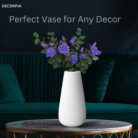 DECORPIA Premium Ceramic Vase for Pampas Grass - Flower Vase for Home Decor, Minimalism Style for Modern Table Shelf, Vases for Flowers for Kitchen Living Room Centerpieces, Office Desk Vase (Medium)