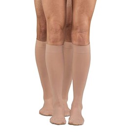Dr. Comfort Microfiber Opaque +Plus 20-30mmHg Below Knee, Unisex Knee High Firm Compression Stocking-Beige-XL