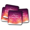 4 Set - Purple Merry Christmas Coaster - Xmas Festive