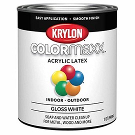 Krylon K05612007 COLORmaxx Acrylic Latex Brush On Paint for Indoor/Outdoor Use, ½ Pint, Gloss White