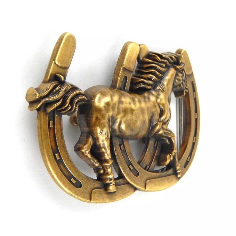 Unbranded Men's Double Horseshoe Horse Belt Buckle Antique Bronze Western