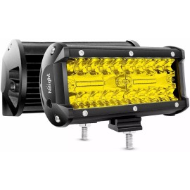 Nilight 2PCS 6.5Inch 120W Flood LED Light Bar Amber Fog Driving Lamps for Trucks