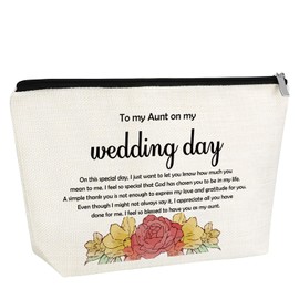 Gfhzdmf Aunt of the Bride Gift Makeup Bag Bride Wedding Bridal Shower Gift for Aunt Cosmetic Bag Best Aunty Ever Gifts Travel Pouch with Zipper