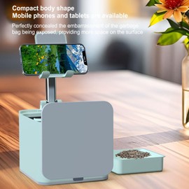 Desk Phone Holder - Decorative Trash Can Cell Phone Stand - Pen Cup, Smartphone Stand, Desk Organizer, Space Saving Pencil Holder for Home