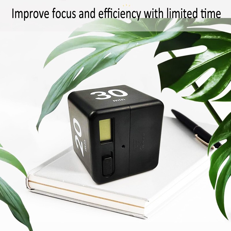 Generic Black Cube Timer, Kitchen Gravity Sensor Flip Digital Timer