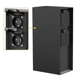 ledscom.de ledscom.de Garten Steckdosens?ule POMI f1r au?en, IP44, 4-Fach, Edelstahl, schwarz, eckig, 23 cm