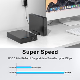 GODO USB 3.0 to 3.5 Inch Hard Drive Enclosure, Vertical External Hard Drive Docking with Stand for 3.5 inch SATA HDD SSD, Aluminum Alloy Drive Case Support Up to 18TB with UASP,Power Adapter
